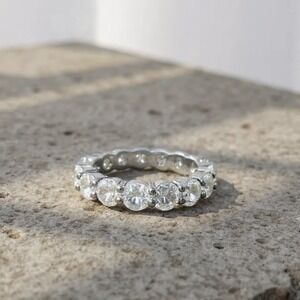 Swarovski Crystal Eternity Ring Stacking Ring Size 7 Minimalist Style Decoy Ring